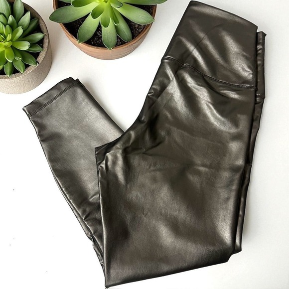 90 Degree by Reflex Women's Leatherette Super Hi Rise Ankle Length Leggings‎ XL - Picture 3 of 6